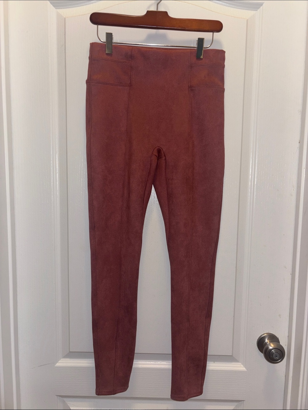 SPANX Faux Suede High-Waist Leggings in Dusty Rose Size Medium